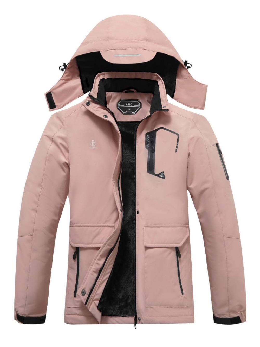 Women's Pink Ski & Snow Jacket - Insulated Hooded Winter Coat